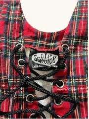 Vintage Lip Service Made USA Red Plaid Lace Up Mini Dress Size S Punk Goth Y2K