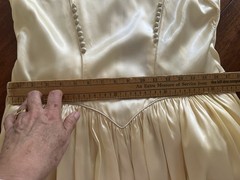 VTG 30s 40s Slipper Satin Ivory Wedding Dress Bridal Gown Long Train Art Deco
