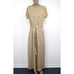 Vintage 60s 70s Caledonia Knit Crochet Bohemian Hippie Long Dress Size M/L