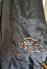 Vintage Satin Asian Dragon Kimono Embroidered Pockets Long Robe Large Black
