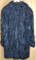 Vintage 1940s 50s Swakara Broadtail Karakul Astrakhan Fur Coat Silk Lined