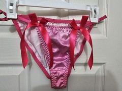 Vintage Glossy Shinny Satin Purple String Princess Bikini Panties Adjustable L
