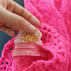 Jane Vintage Hot Pink Knit Midi Dress Knit Mock Neck Balloon Sleeve 1960’s