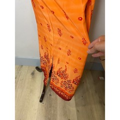 Vintage California Concepts 90s Orange Floral Maxi Dress Tie Back Size 9