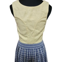Vintage Austrian Dress Size 36 6 8 Yellow Blue Linen Dirndl Blue