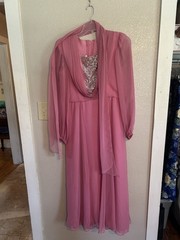Vintage Dresses Lot Of 3 Pink Beige Party Dresses Small Medium 1970s 1980s AS IS