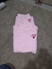 Bobbie Brooks LOVE Embroidered Pink Sweatsuit Set Pullover & Joggers 2X Plus