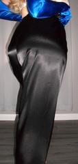Vtg Black Shiny Satin Lounge Pajama Pants M