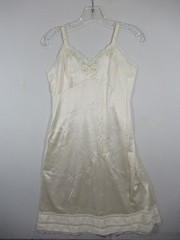 Vintage JCPenney Adonna Satin Full Dress Slip Women 36 Ivory Nylon Lace