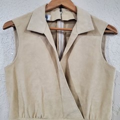 Vintage Wrap Dress Women Med Beige 60s Midi Cottage Preppy Coquette Neutral Mod