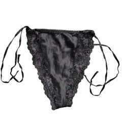 Vtg Silkscreen Sz-7 Silk Satin G String Thong Panties Tie Sides