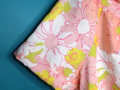 Vtg Charm Cotton Rayon Button Front Robe Flower Power Pink Yellow Sz 38 XL *TLC*