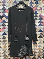 Vintage 90s Y2K Moschino Cheap And Chic Black Graph Data Dress Designer