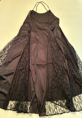Vintage PETRA LACE SWEEP NIGHTGOWN Plus Size 1X NYLON Long Backless Goth BLACK