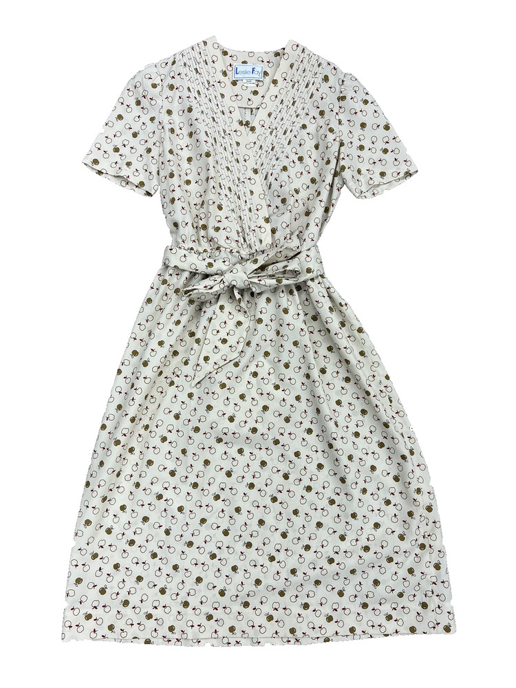 Leslie Fay Apple Dress Vintage Back To School Teacher SIZE S? FREE SHIPPING