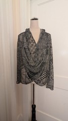 Vintage Bebe Addiction Criss Cross Drape Long Sleeve Laser Lace Top w/Hood-S USA