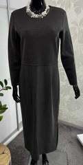 Vintage Jaeger Wool Midi Dress UK14 Made in Italy Green Knit Designer Dress
