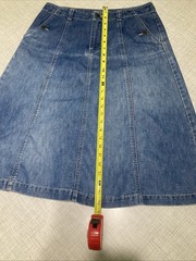 Vtg White Stag Y2K Paneled Blue Denim Midi Skirt Sz 10 Cottagecore Boho Western