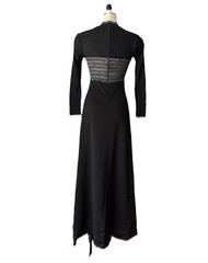 Vintage 70’s Flomar Knits Metallic Lurex Black Maxi Dress Disco Chevron Stretch