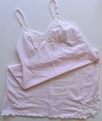 Sears Size 38 Bias Cut Cotton Blend Pink Slip Nightie Lingerie Delicate Lace