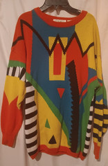 Vintage 1980s Cedars Women’s Bright Multicolor Geometric Sweater Sz M
