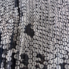 Vintage Stenay 1980s Sequin Black Mini Dress With Gold Beaded Rope Design Silk S