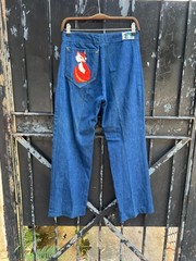 1970’s vintage hippie ANTONIO GUISEPPE denim jeans with FOX Size 28×27 FL