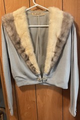 Vintage 100% Imported Cashmere Fur Trimmed Sweater Kauffman Furs Co. L.A. 60s
