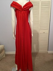 Vintage Alyce Designs Womens Red Long Party Evening Gown Rhinestone Buttons Sz S