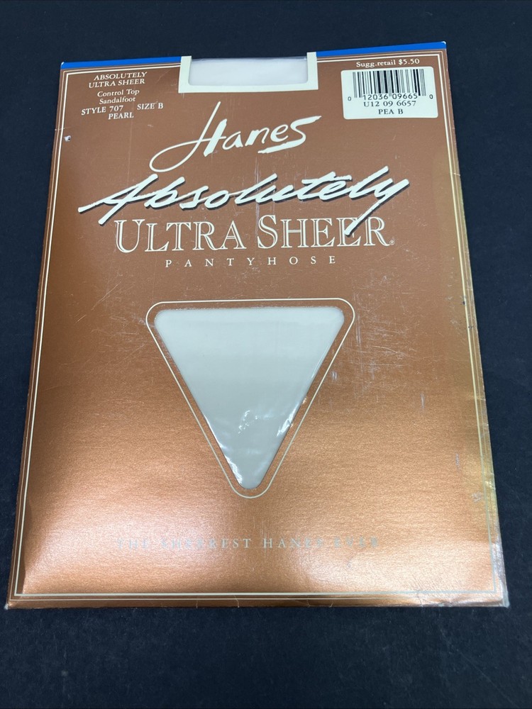 Hanes Absolutely 707 Ultra Sheer Pantyhose Control Top Sandalfoot Pearl Size B