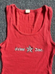 VTG Crime Inc Women Red Y2K Tank Top Size Large RARE Old English Spell Out