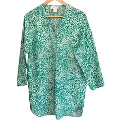 Vintage 90s Delicates Silk Floral Tunic Blouse Grandmacore Coastal Grandmother