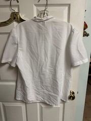 Vintage Judy Bond White Button-Up Blouse with Trim Collar Bow Xl 16 Tuxedo