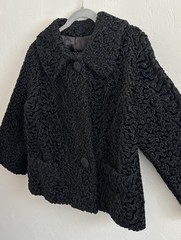 RARE VINTAGE! Max Azen Pittsburgh Black Curly Wool Button Up Jacket Sz S/M USA!