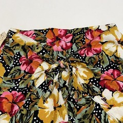 Vintage 90s My Michelle Mini Skirt Sz 11 Bow Accent Tropical Floral & Polka Dot