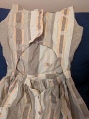 Vintage Lord & Taylor sleeveless grey, pink, and white striped cotton dress XS