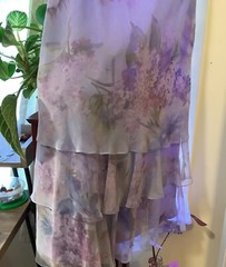 Vintage Cattiva NY fairy witch sheer chiffon lavender floral tiered maxi dress L