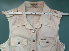 Vintage 1990s Guess Jeans Cream Denim Sleeveless Bodycon Snap Front Dress Size 9