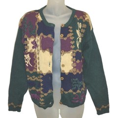 Vintage 90s Y2k Patchwork Cardigan Sweater Floral Cottagecore Boho Grandmacore