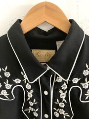 VTG 90s Scully Black Floral Embroidered Western Shirt Pearl Snap Cowboy Womens M