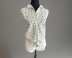 VTG 1950s Gordon Peters Sleeveless Floral Button -up.housewife Style.small