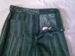 RARE Vtg 70s Ms LEE Hi Waist Green Tie Dye Cord WIDE Leg Bell Bottom Pants 26/28