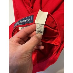 Burberrys Vintage Red Wool Skirt Suit Double Breasted Blazer Pleated Skirt Sz 6