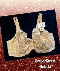 VINTAGE WACOAL 85702 BEIGE ~ SHEER FLORAL TULIP EMBROIDERED UNDERWIRE BRA 38DD