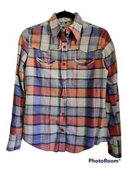 Vintage Gentleman John Button Front Shirt 60’s Women’s Size XS/Sm Plaid RARE