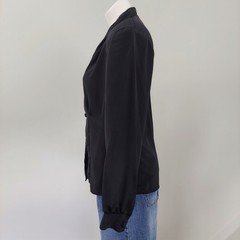 Vintage Fritz & Lloyd Black Long Sleeve Blouse Shoulder Pads Womens Tag Size 10