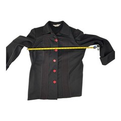 Vtg 70’s JC Penney Fashions Blazer Top Button Up Jacket Black Red Womens 16 1/2