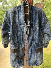 Vtg Y2K Farm Work Lined Warm Denim Farm Jacket Coat Size LG Women’s EUC