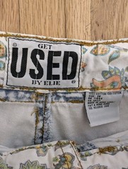 Vtg GET USED by ELIE High Waist Floral Patches Acid Wash Mom Jeans Streetwear 90