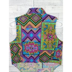 Vintage 80s 90s Miss Kitty Southwestern Aztec Print Tie Up Vest Top Western Sz M